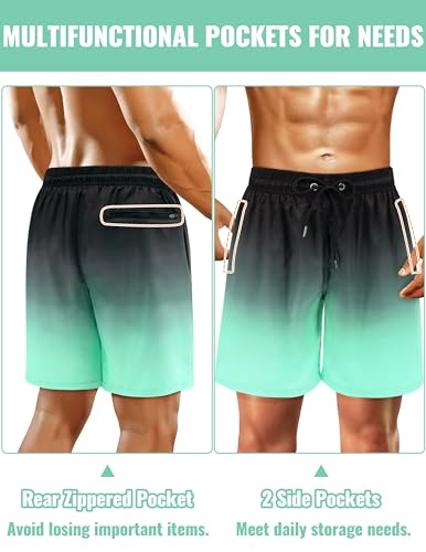 Mens Swim Trunks with Compression Liner Mens Bathing Suit 7 Inch Inseam Quick Dry Mens Board Shorts Men's Swimwear Men2