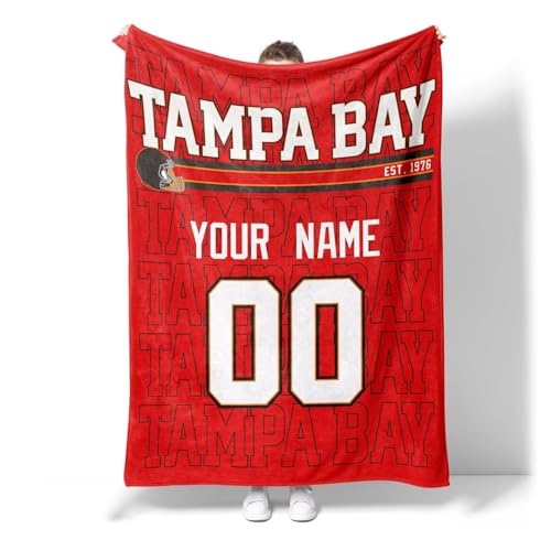 Image of ANTKING Tampa Throw Blanket for Men Women Boy Custom Name and Number Gifts