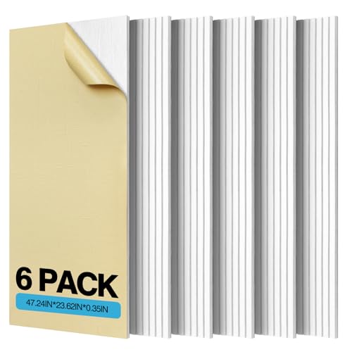 Large Acoustic Panels, 47.2" X 23.6" X 0.35" Soundproof Wall Panel, Self-Adhesive Decorative Sound Proof Panels, High Density Absorbing Acoustic Treatment (White, 6 Pack)
