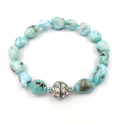 Natural Stone Larimar Bracelet Crystal Magnet Clasp 7.5' …