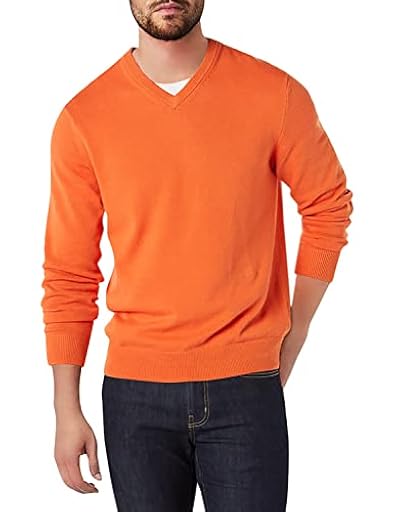 Amazon Essentials Suéter con Cuello en V para Hombre (Disponible en Tallas Grandes y Altas), Naranja, Talla L | Ya disponible en tu tienda friki favorita! En mundofriki.es!