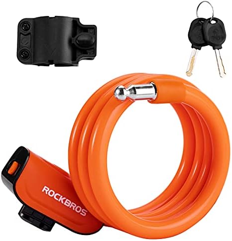 ROCKBROS Bike Lock Cable 4 Feet Bicycle Cable Lock with Mounting Bracket 2 Secure Keys 1/2 Inch Diameter