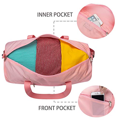 Vorspack Duffel Bag 24 Inches Foldable Lightweight Gym Bag with Inner Pocket for Travel Sports - Pink