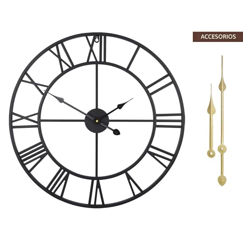 Reloj de pared romano grande de metal con acabado antiguo de lujo 3