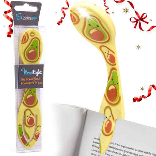 Image of Gifts for Readers & Writers Book Light, Clip On Reading Light for Bed, 2in1 Flexilight & Bookmark, Small & Lightweight with a Soft Glow, 2 Batteries Included, Avocado