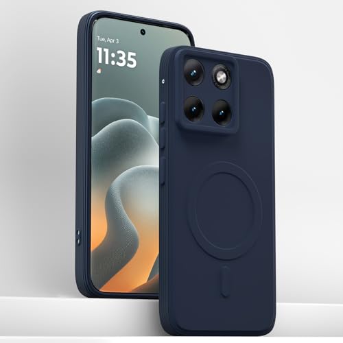 Image of Pikkme Back Cover for Motorola Moto Edge 70 Fusion 5G Soft Matte Silicone Mag-Safe Design (Mag-Safe Not Support) Camera Protection | Slim Fit Bumper Cover (Blue)