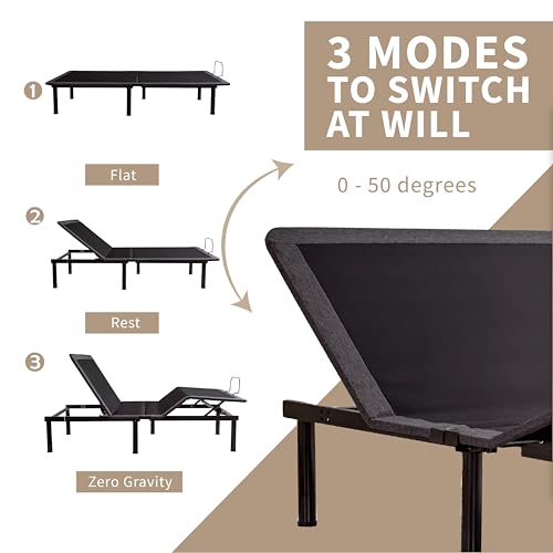 Image of Dyonery Full Size Adjustable Bed Frame + 10 Inch Gel Memory Foam Mattress | Wireless Remote, Head and Foot Incline, Zero Gravity, Gel-Infused Foam, Fiberglass Free Mattress, Tools-Free Assembly