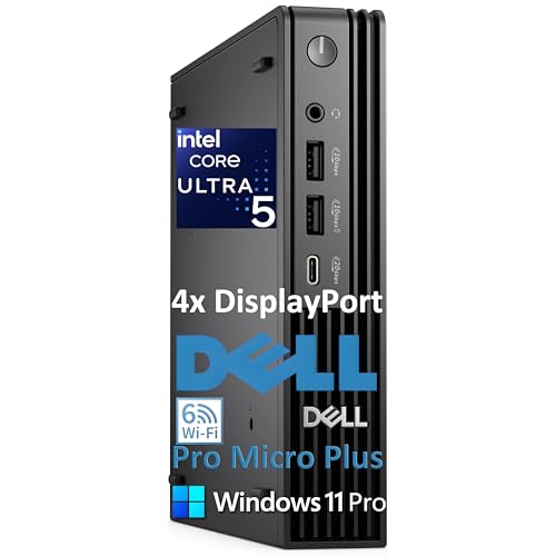 Dell Pro Micro Plus Mini PC (Next Gen OptiPlex 7000 MFF), Bussiness Desktop Computer AI PC, Intel 14-Core Ultra 5 235T (Beat i7-13700T), 32GB DDR5, 512GB SSD, WiFi 6, Bluetooth, 4X DP, Windows 11 Pro