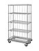 Quantum 3 Sided Dolly Base 5 Wire Shelf Cart 63" H Post, Dolly Base Units with Rods and Tabs 18" W X 36" L X 70" H
