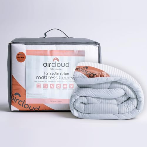 GC GAVENO CAVAILIA 10cm Thick Mattress Topper Satin Stripe King Size Bed - Memory Foam Quilted King Mattress Pad - Soft,Comfortable & Hypoallergenic with Elastic Straps - Mattress Toppers 152 x 203cm