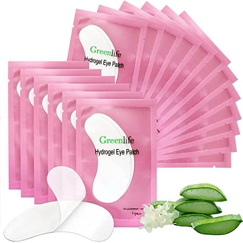 GreenLife 100% Naturel Eyelash Extension Under Eye Gel Pads patches kit Collagen with Aloe Vera Hydrogel Eye Patches set for Eyelash Extension Supplies Tools (50 100 150 200 300 400 Pairs) - 100 pairs