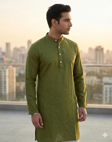 Image of Multi Colored Cotton Plain Men's Ethnic Kurta Only