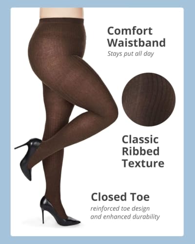 Image of MeMoi Boston Ribbed Cotton Sweater Tights, Warm Opaque Winter Tights