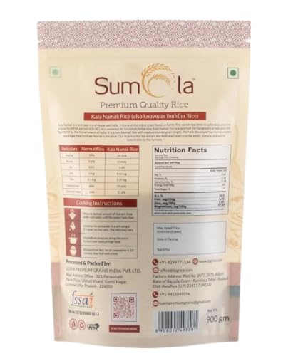 Image of SUMOLA Premium Kalanamak Rice 900gm | Unpolished Rice | Buddha rice | Diabetic Friendly |Aromatic Rice| High in Iron & Protein | Rich In Nutrients & Fiber | Traditionally Milled