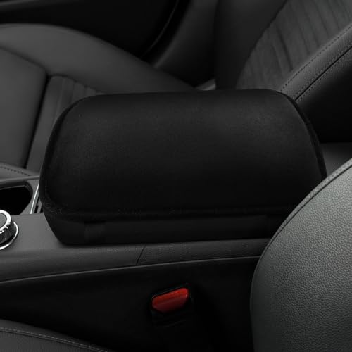 surpassme Funda para reposabrazos de coche con correa elástica, cómoda funda para consola central de automóvil/cojín universal para coche/SUV (negro)