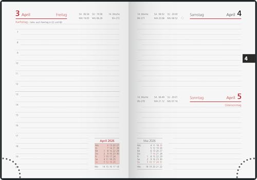 rido/idé Taschenkalender Mod. Technik III 2026 | A6, Kunststoff, schwarz