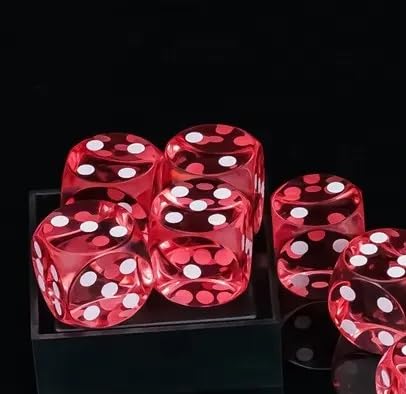 Regy 10PCS Polyhedral D6 Dice 16mm Acrylic Dice Game Dice for RPG MTG DND Table Games (Transparent Red) 1