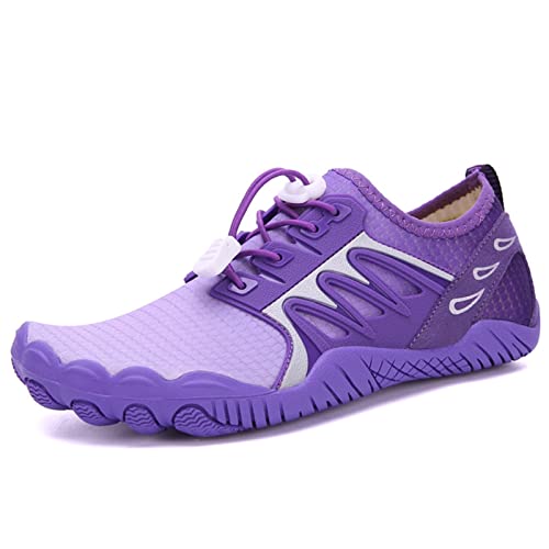 Unisex Barefoot Shoes, Men Beach Shoes for Women Upstream Shoes Comfortable Hiking Sport Shoe Quick Dry River Sea Water Sneaker (Color : Purple, Size : 7.5)