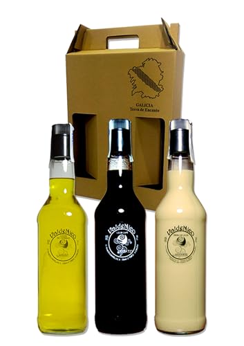 Estuche Surtido Licores Gallegos Artesanos Valdenico (Ourense-Galicia) (Licor Café + Crema Orujo + Hierbas)