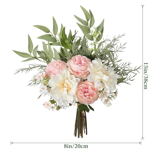 Artificial Fake Rose Flowers Plants Silk Flower Arrangements Wedding Bouquets Decorations with Plastic Leaves Stems Floral Table Centerpieces for Home Kitchen Garden Party Decor (P image 3