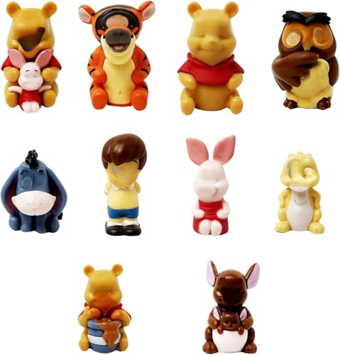 Cute Cake Topper, 10 Pcs Bear Figurines Sculpture, Cartoon Cake Decorations For Girls Boys Kids Theme Birthday Party Supplies, Cake Picks, Characters Figurines Toy Cupcake Decorations