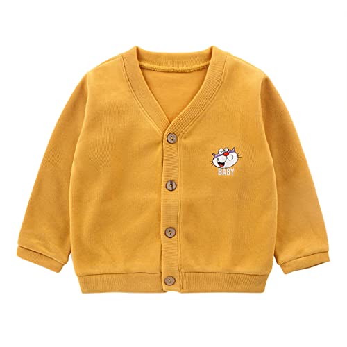 ASHER FASHION Kids Cardigan Sweater Toddler Cute Pattern Long Sleeve Button Down School Uniform Sweaters for Boys Girls