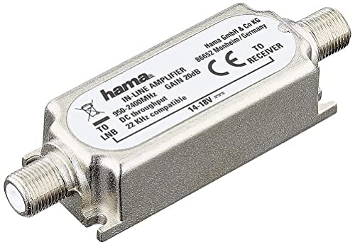 Hama 00044131 - Amplificatore in Linea per Trasmissioni Satelitari, 20DB, Grigio