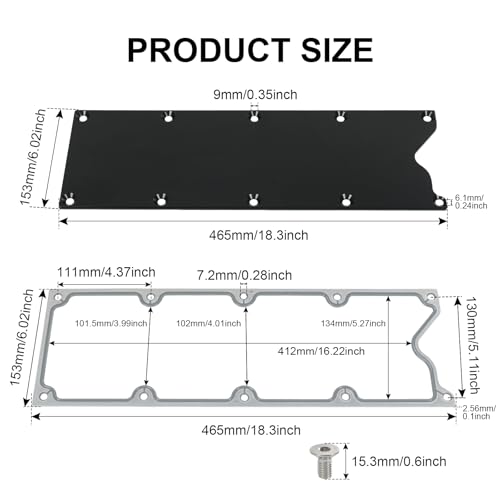 Image of LS Gen 3 Valley Pan Cover Plate Low Profile with Gasket and Seals Compatible with LSX LS1 LM7 LR4 LQ4 LS6 L59 LQ9 LM4 L33 (Black)
