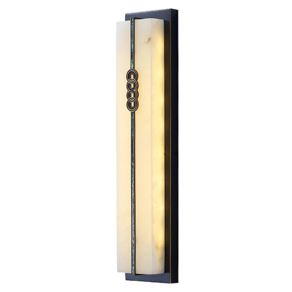 JYBNBBE Wall Sconces Black Brass Marble Long Tube Alabaster Sconce Mid Century Stone Wall Lights Indoor Modern Bathroom for Bedroom Living Room Stairs Hallway,43CM