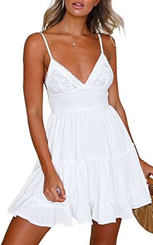 Angel ZYJ Mini Vestido sin Respaldo de Las Mujeres de Verano, Vestido de Fiesta de Noche Vestido de Tirantes Vestidos Largos de Verano Fiesta Vestidos Playa Mujer 2018 (A, S)