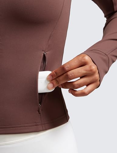 Image of CRZ YOGA Butterluxe Jackets Waist Length | Extremely Soft, Athletic, Slim Fit, Full Zip, Side Pockets, Thumb Holes, for Women