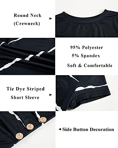 Ebifin Girls Casual Short/Long Sleeve T Shirts Crewneck Tunic Tops Kids Button Striped Tee Blouses Size 4-15 #TOP3