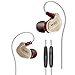 Earphones, Hi-Fi Metal Earphone Earbuds in Ear Noise Isolation Headphones,Sport Earbuds with microphone & Stereo Bass & Volume Control (Champagne Gold)