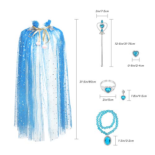 Fedio princess cape set 7 pieces girls princess cloak with tiara crown, wand for little girls dress up 6 Fedio princess cape set 7 pieces girls princess cloak with tiara crown, wand for little girls dress up - image 7