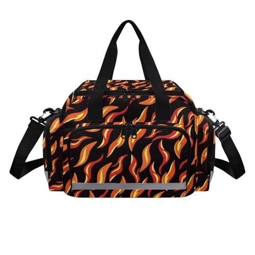 Flames Pattern Lightweight Gym Tote Travel Weekender Bag with Shoe Compartment & Wet Pocket, Water Resistant Sports Handbag for Fitness