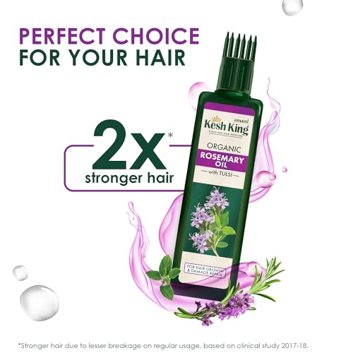 Kesh King Organic Rosemary Oil with Tulsi, ayurvedic hair oil for hair fall and regrowth with hair oil applicator, for men and women, 200ml - Image 6