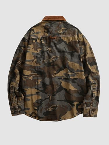 Chemise de travail en coton durable avec patchwork style militaire délavé