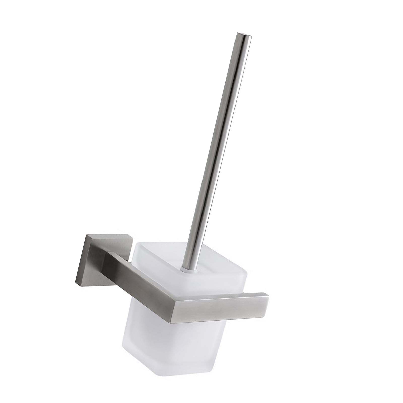 Jiingekk Brushed Steel Bathroom Toilet Brush Featuring Square Design Enhances Aesthetics Efficient Scrubbing Secure Stand For Bathroom Stable Base Brush