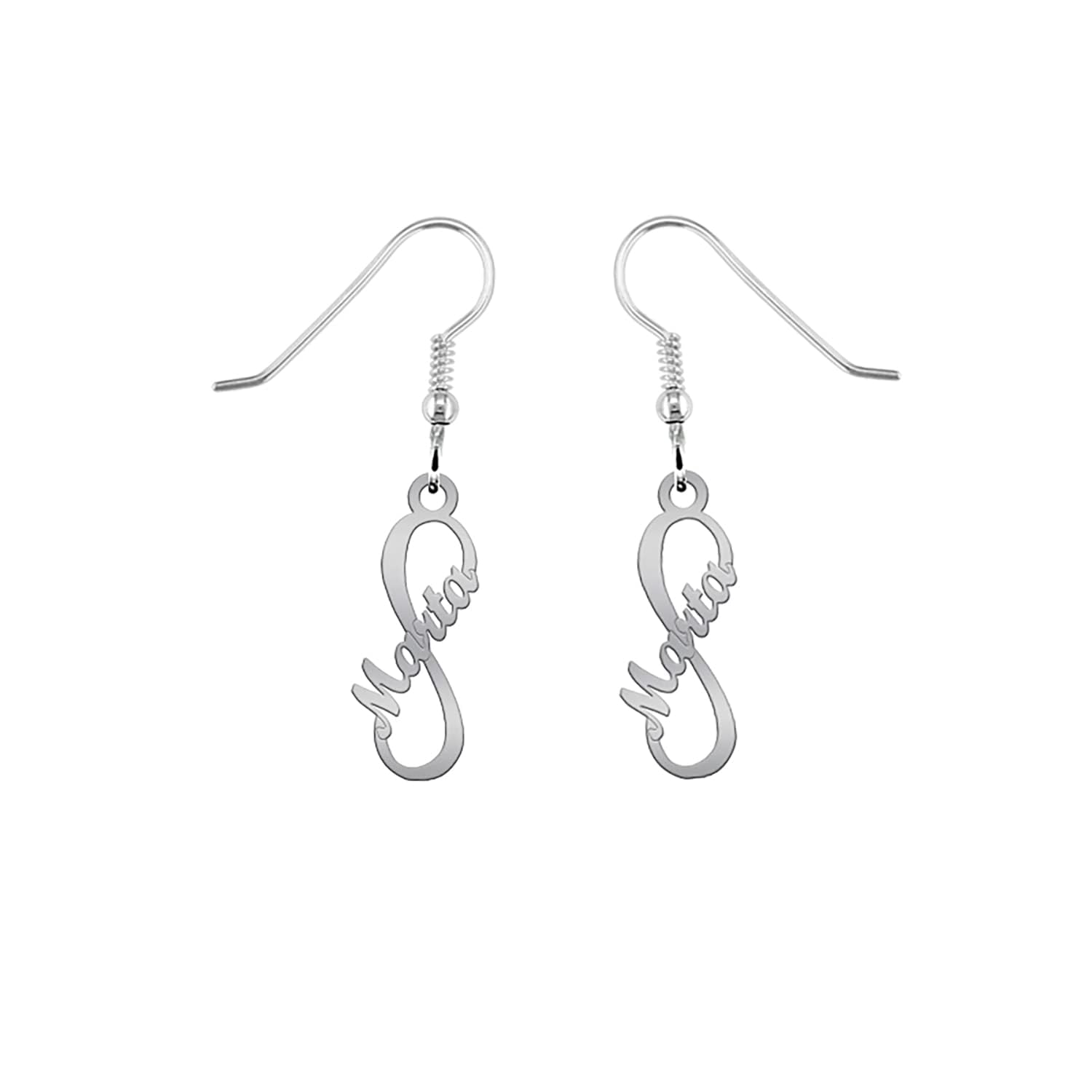 Pendientes Infinito Plata de Ley personalizado con Nombres de Hijos Nietos Sobrinos - Regalo para Madre Amiga Novia Esposa