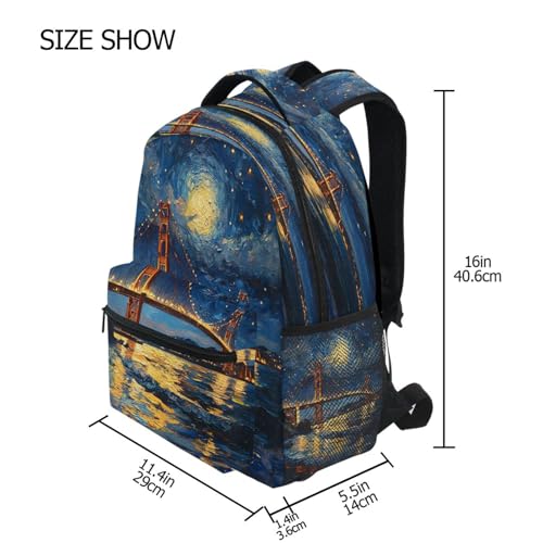 Starry Sky Bridge Backpack for School Boys Girls Adults Kids Bookbag Laptop Bag 18L4