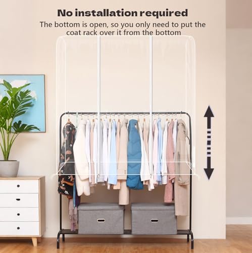 Funda para perchero impermeable a prueba de polvo con cremallera, protector transparente para colgar la ropa, organizador de armario para almacenamiento de ropa y prevención del polvo