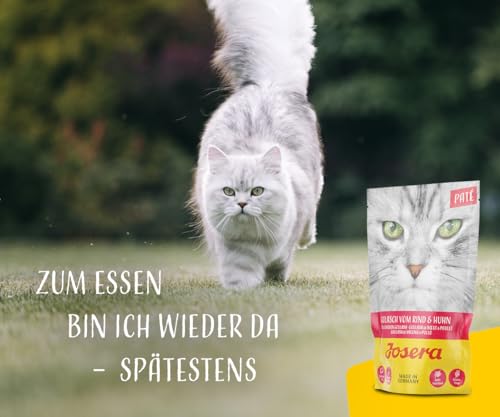 JOSERA Paté Gulasch vom Rind & Huhn (16 x 85 g) | Adult | Premium Nassfutter für ausgewachsene Katzen | Gulasch vom Rind & Huhn | getreidefrei | Katzenfutter nass im Frischebeutel | 16er Pack