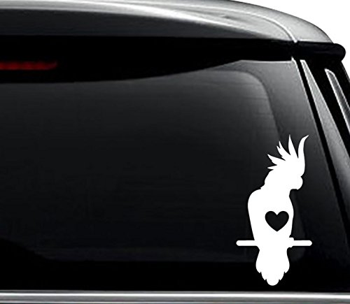 Cockatoo Parrot Love Pet Bird Decal Sticker For Use On Laptop, Helmet, Car, Truck, Motorcycle, Windows, Bumper, Wall, and Decor Size- [8 inch] / [20 cm] Tall / Color- Matte Black
