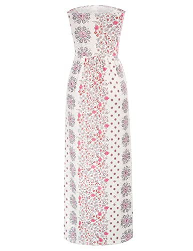 Image of GRACE KARIN Women Strapless Dress Casual Loose Ruched Long Maxi Dress with Pockets
