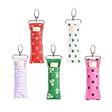 Beautyflier Pack of 5 Clip-on Sleeve Chapstick Pouch Keychain Lipstick Holder Elastic Lip Balm Holster Travel Accessories (Combo)