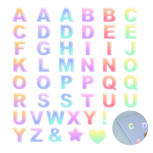 Mini calcomanías epoxi del alfabeto, 2 hojas, coloridas letras del alfabeto, palabras del alfabeto, calcomanías de ortografía, kit de etiquetas para buzón de correo para niños, manualidades, álbumes