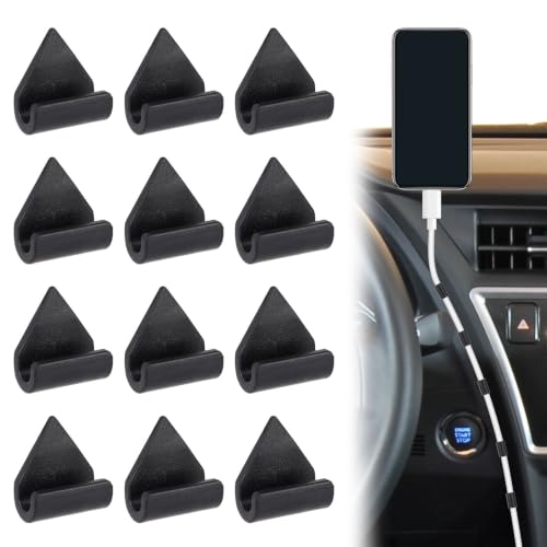 NQEUEPN 12pcs Car Cable Clips, ABS Wire Organizer, Black