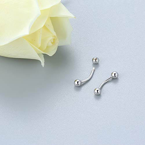 Silbertale SERSJ133S Daith Rook Earrings 925 Sterling Silver Tiny 18G Tragus Piercing Eyebrow Rings Curved Barbell Tongue Sleeper Cartilage Earring Stud 8Mm 5/16'' thumb #3