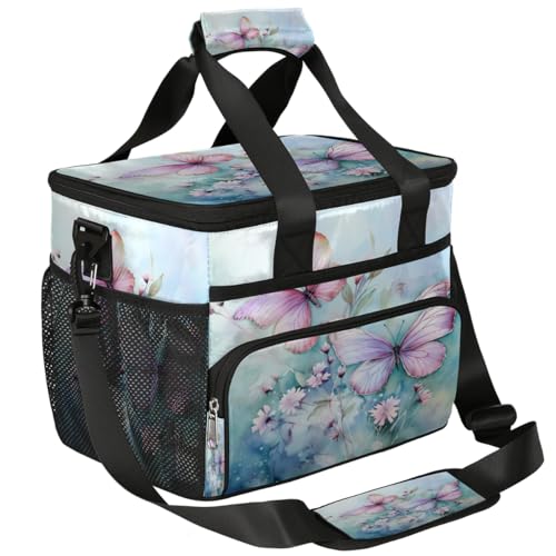 Flowers Insulated Picnic Backpack Lunch Box for Women Men Picnic Basket Tote Lunch Bag Picnic Bag Portable Lunch Bags for Picnic, Beach, Work, Trip,Office, Camp Charming Butterfly