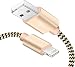 IceFrog SWEET-204 iPhone Charger, 5'/1.5 M Nylon Braided Lightning Cable For iPhone /6s/6s Plus/7/7 Plus /SE/5s/5/iPad/Ipod And More IOS Devices, Gold, 3 Piece